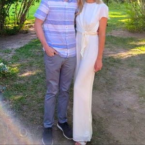 Lulu’s Let Me Entertain You Ivory Satin Wide-Leg Jumpsuit